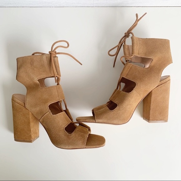 NEW Urban Outfitters Ginger Suede Lace-Up Heels - Picture 6 of 15